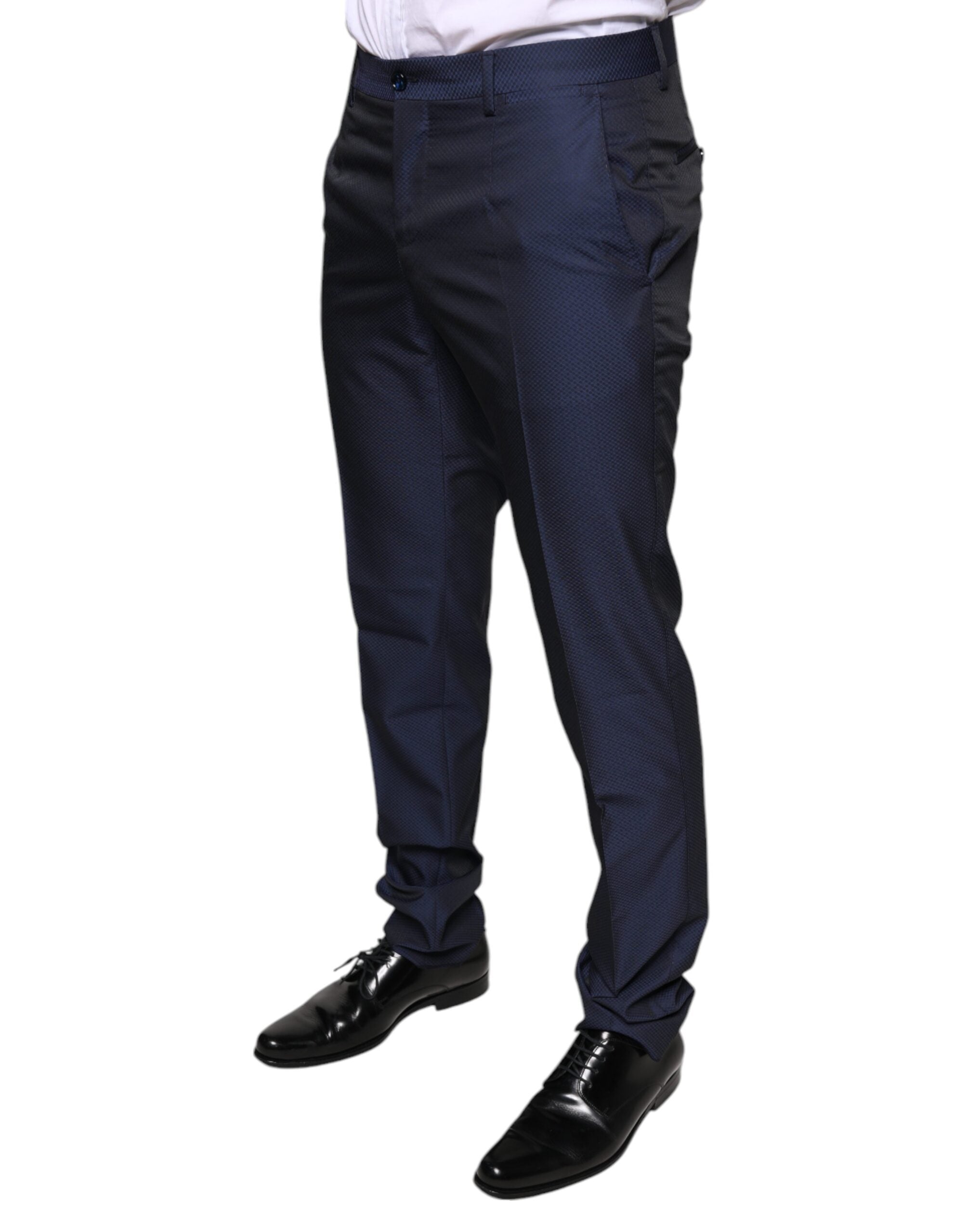 Blauwe polyester formele smokingbroek