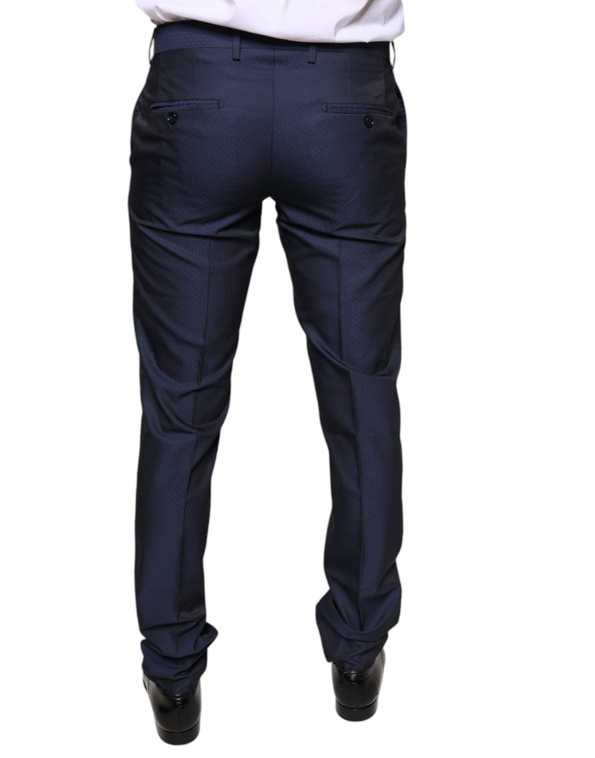 Blauwe polyester formele smokingbroek