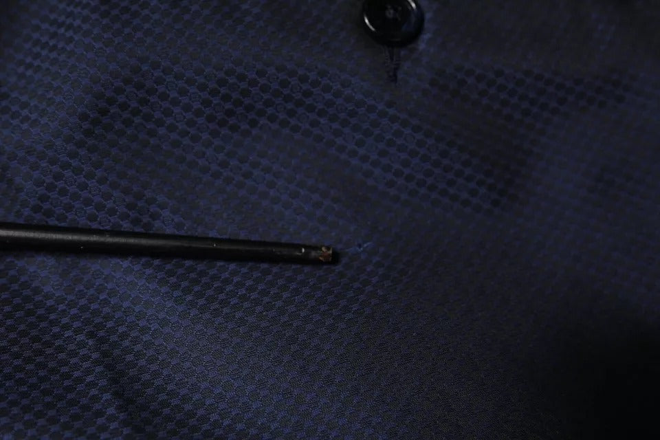 Blauwe polyester formele smokingbroek