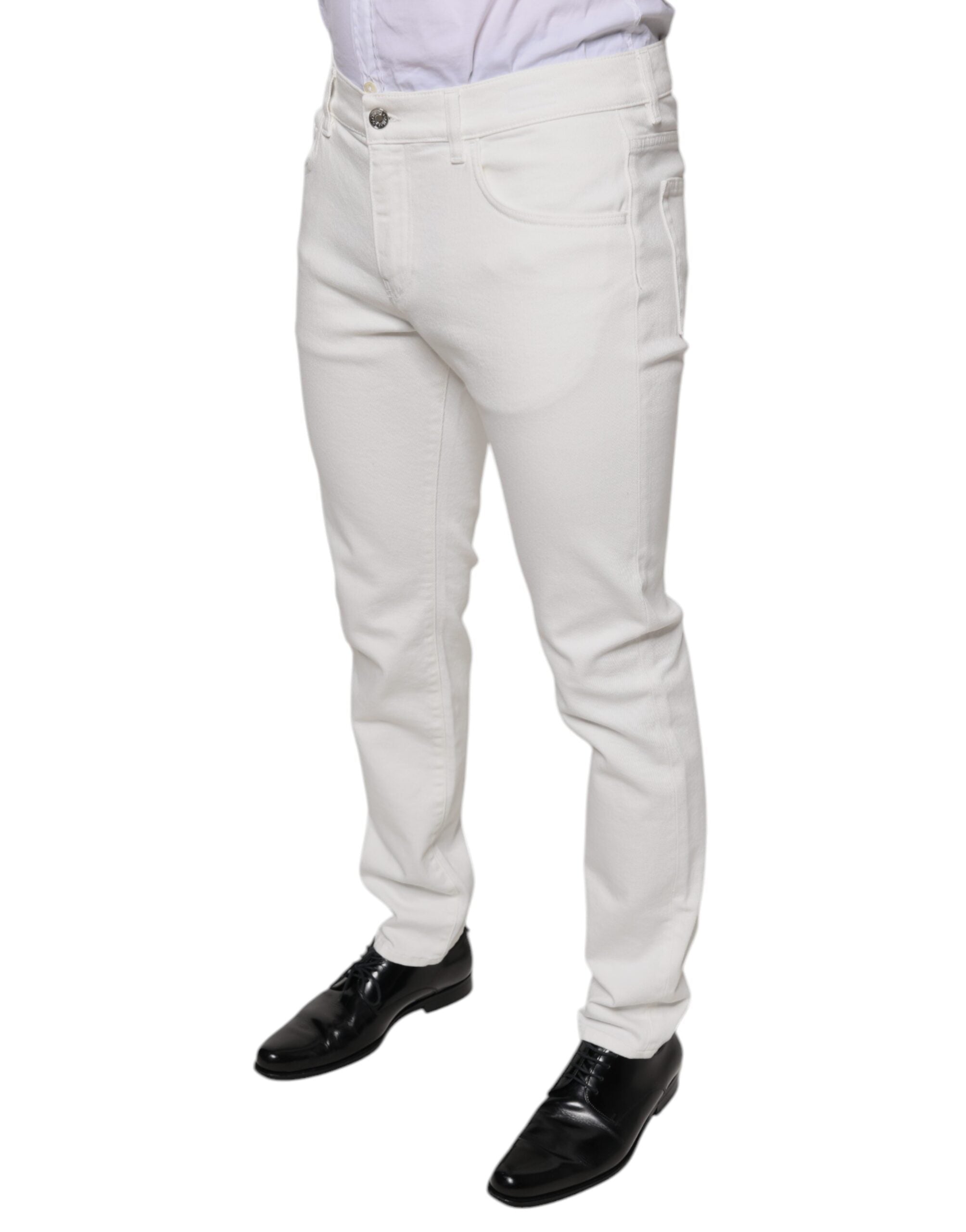 Witte katoenen skinny slim heren denim jeans