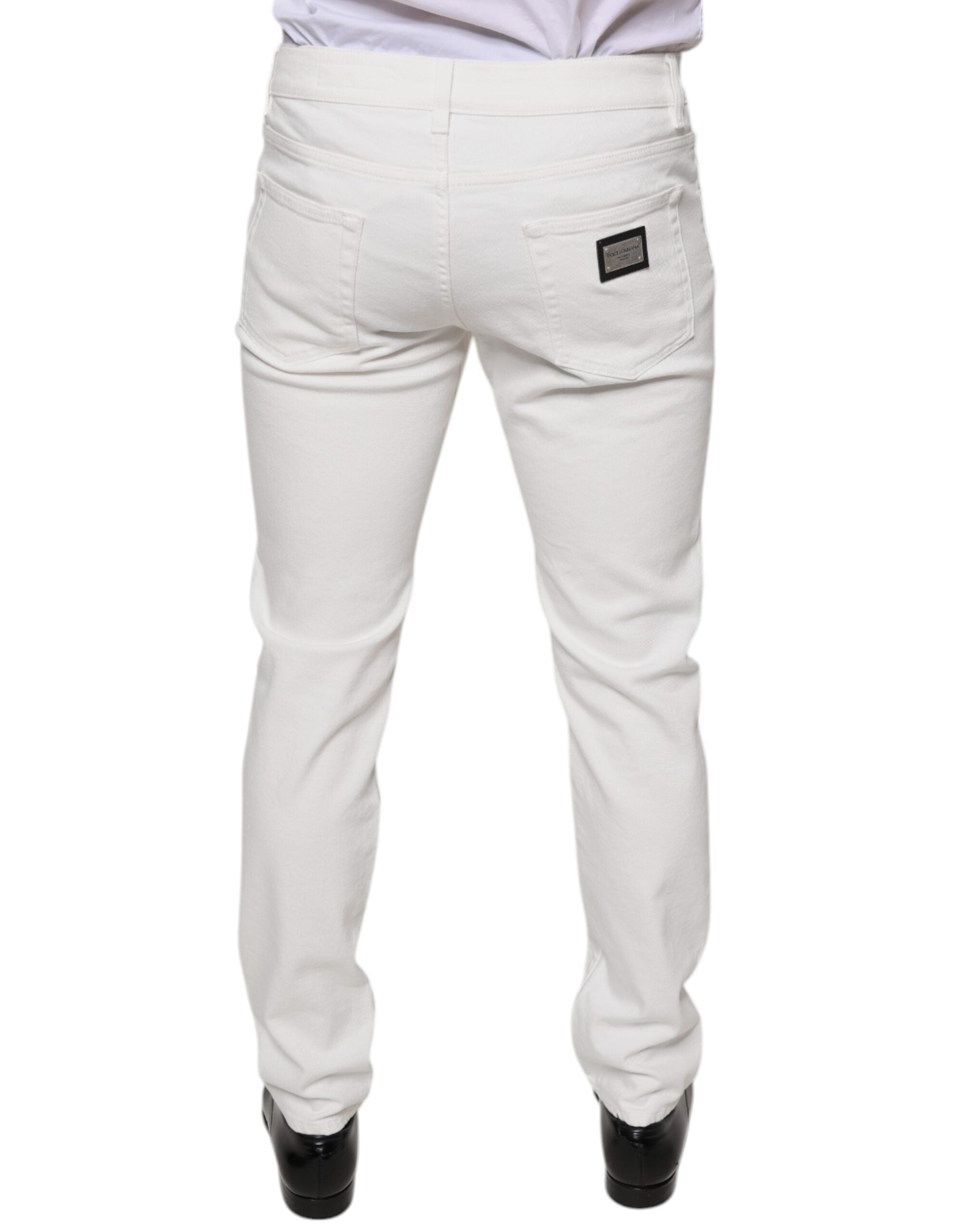 Witte katoenen skinny slim heren denim jeans