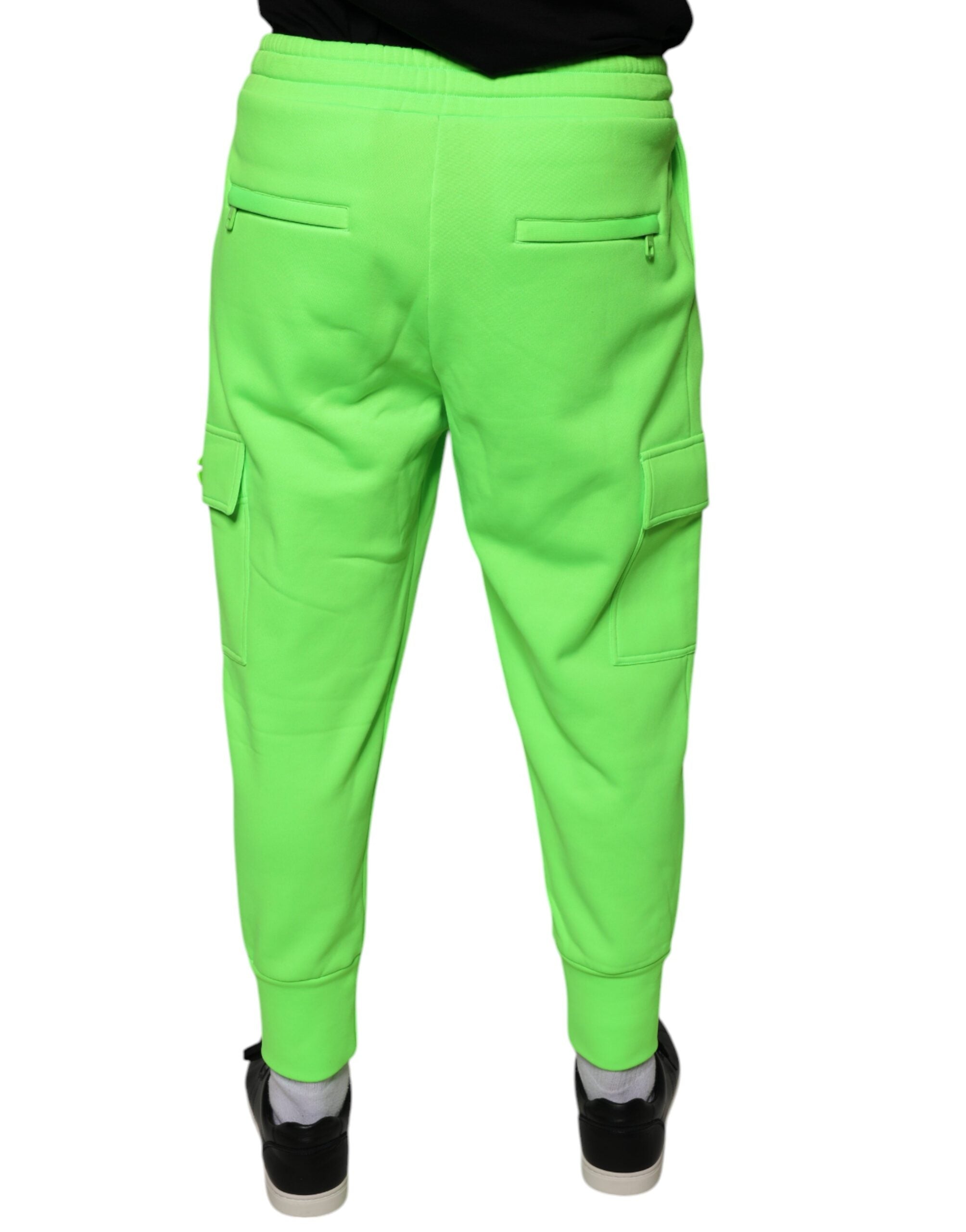 Neongroene polyester cargo joggingbroek met joggingbroek