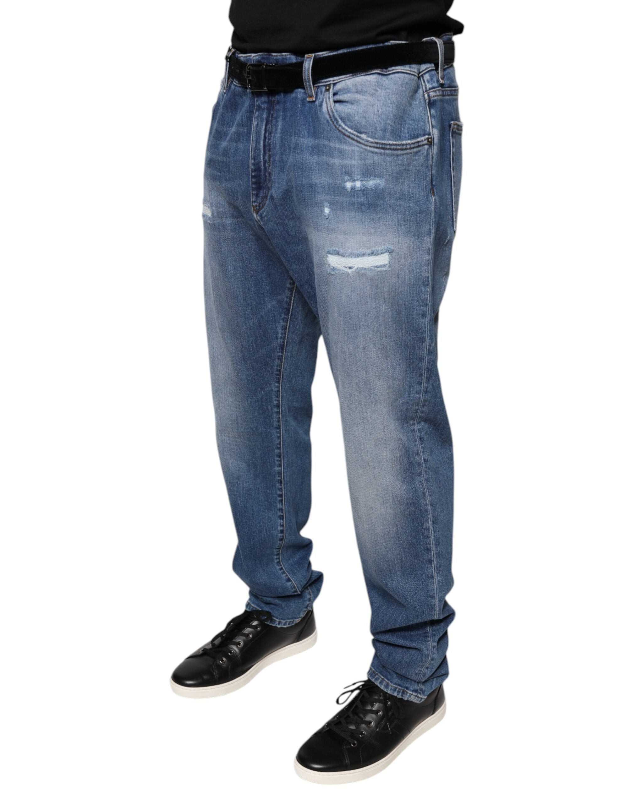 Blauwe gewassen katoenen stretch heren denim jeans