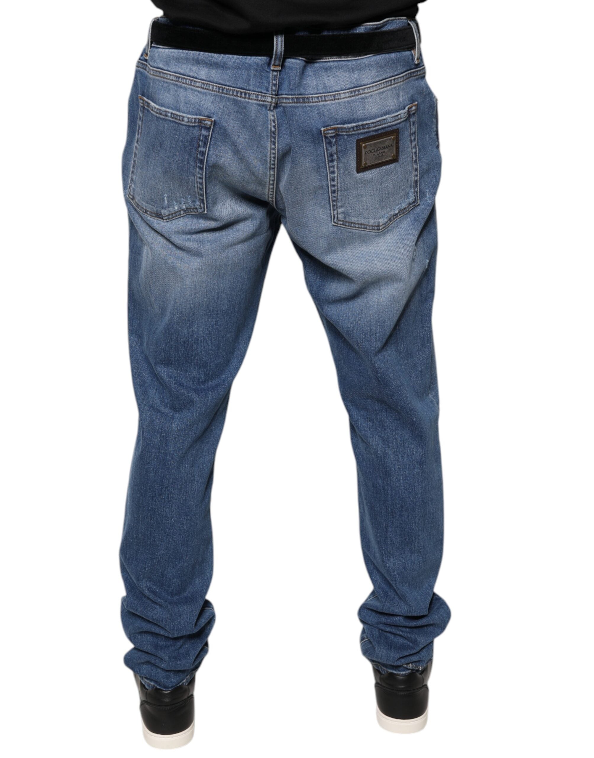 Blauwe gewassen katoenen stretch heren denim jeans