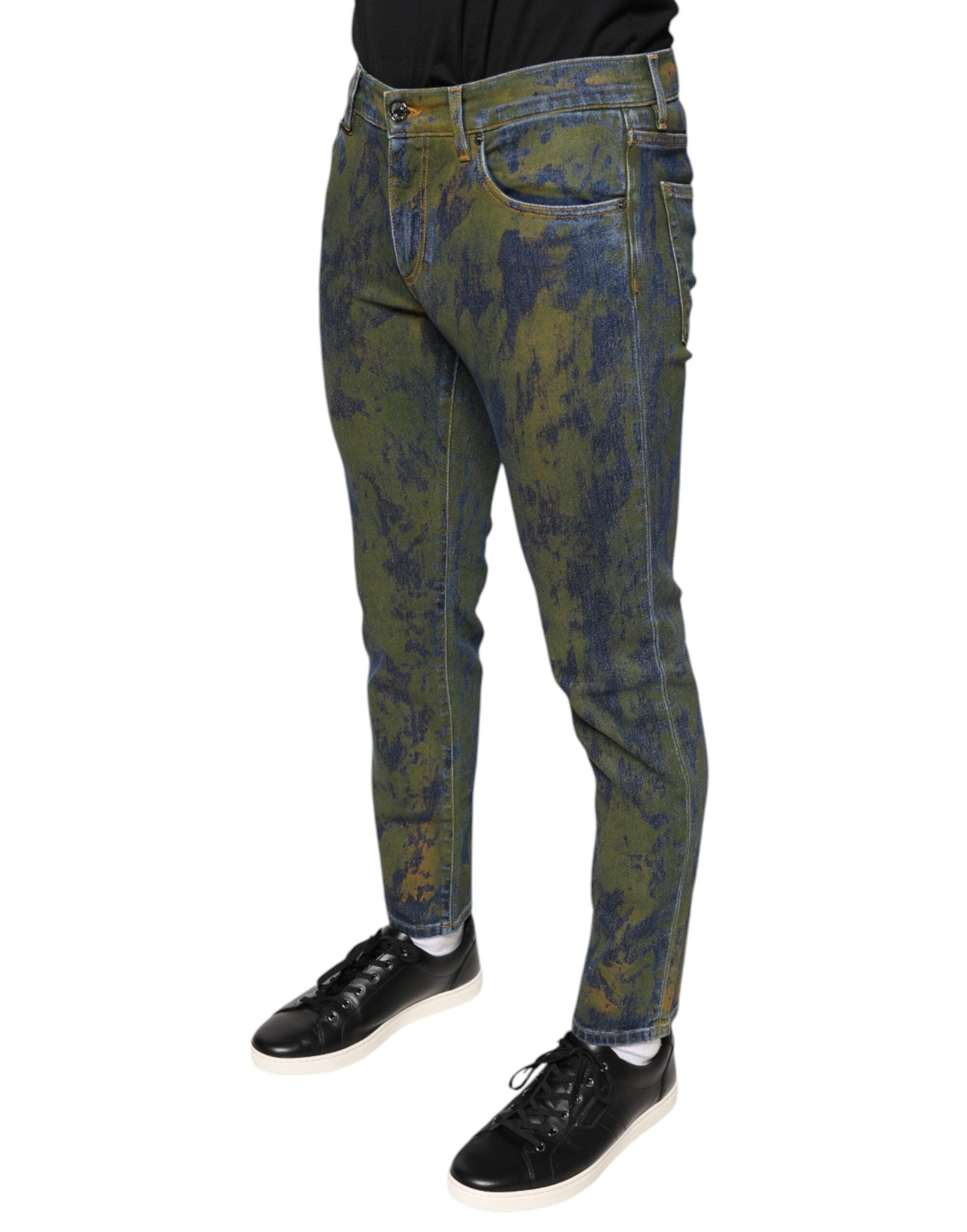 Blauwe katoenen geverfde slim fit heren denim jeans