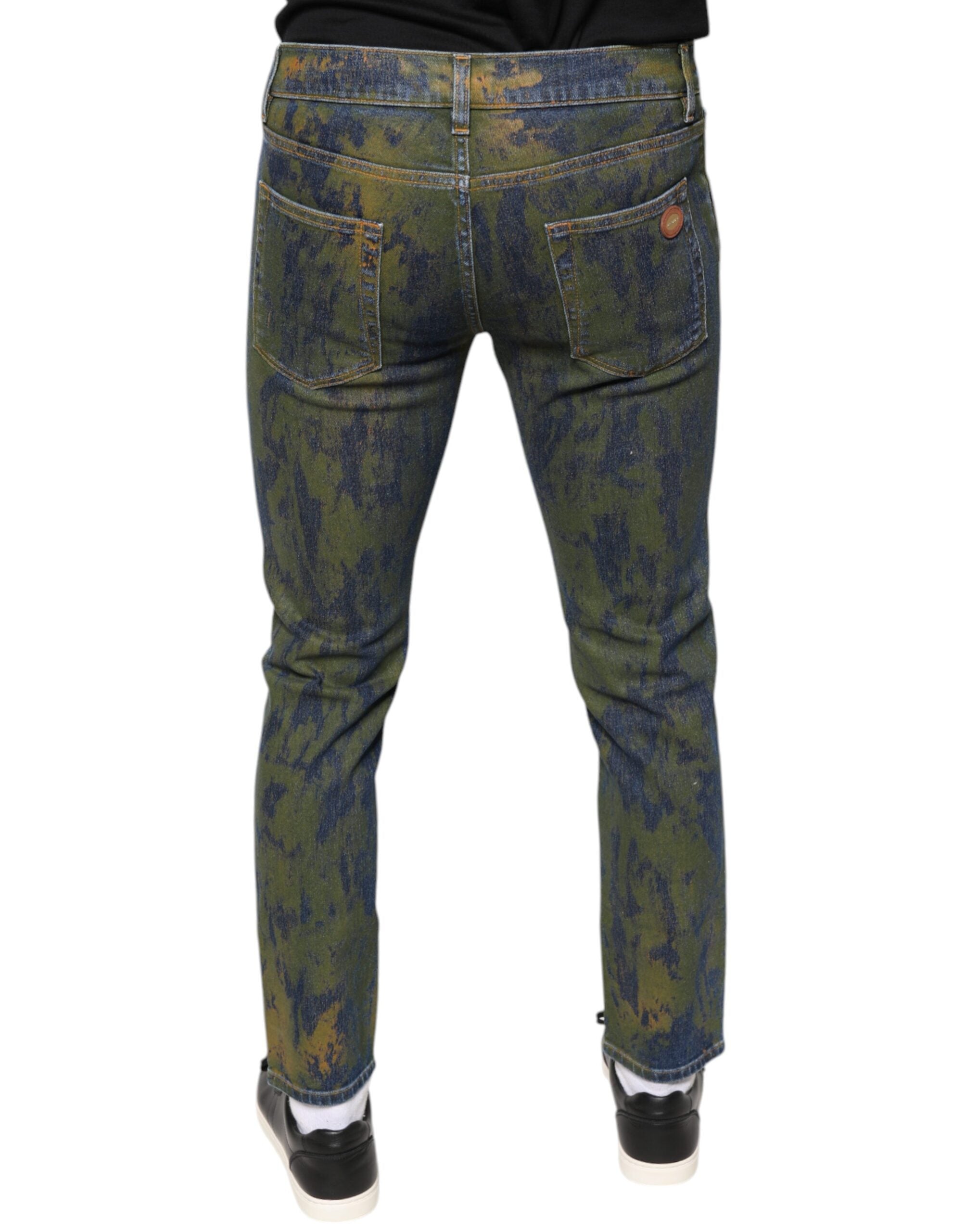 Blauwe katoenen geverfde slim fit heren denim jeans