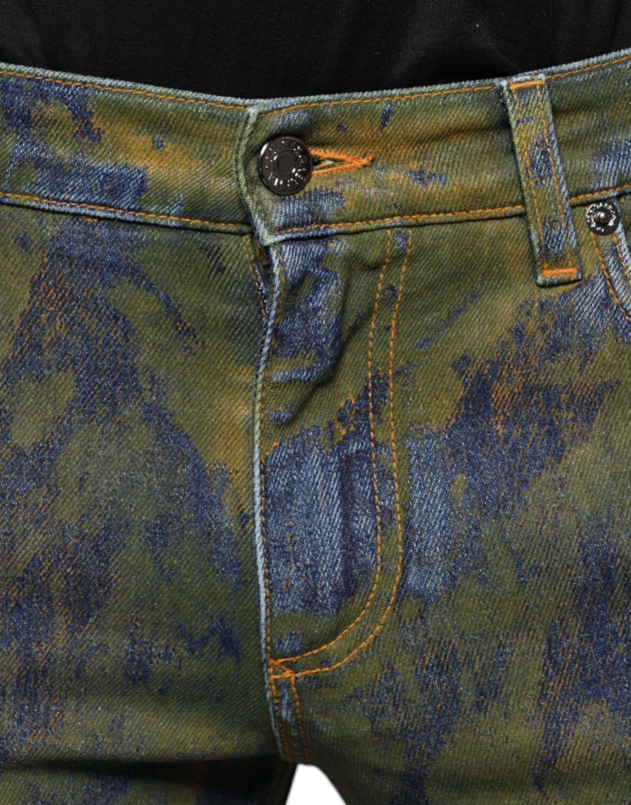 Blauwe katoenen geverfde slim fit heren denim jeans