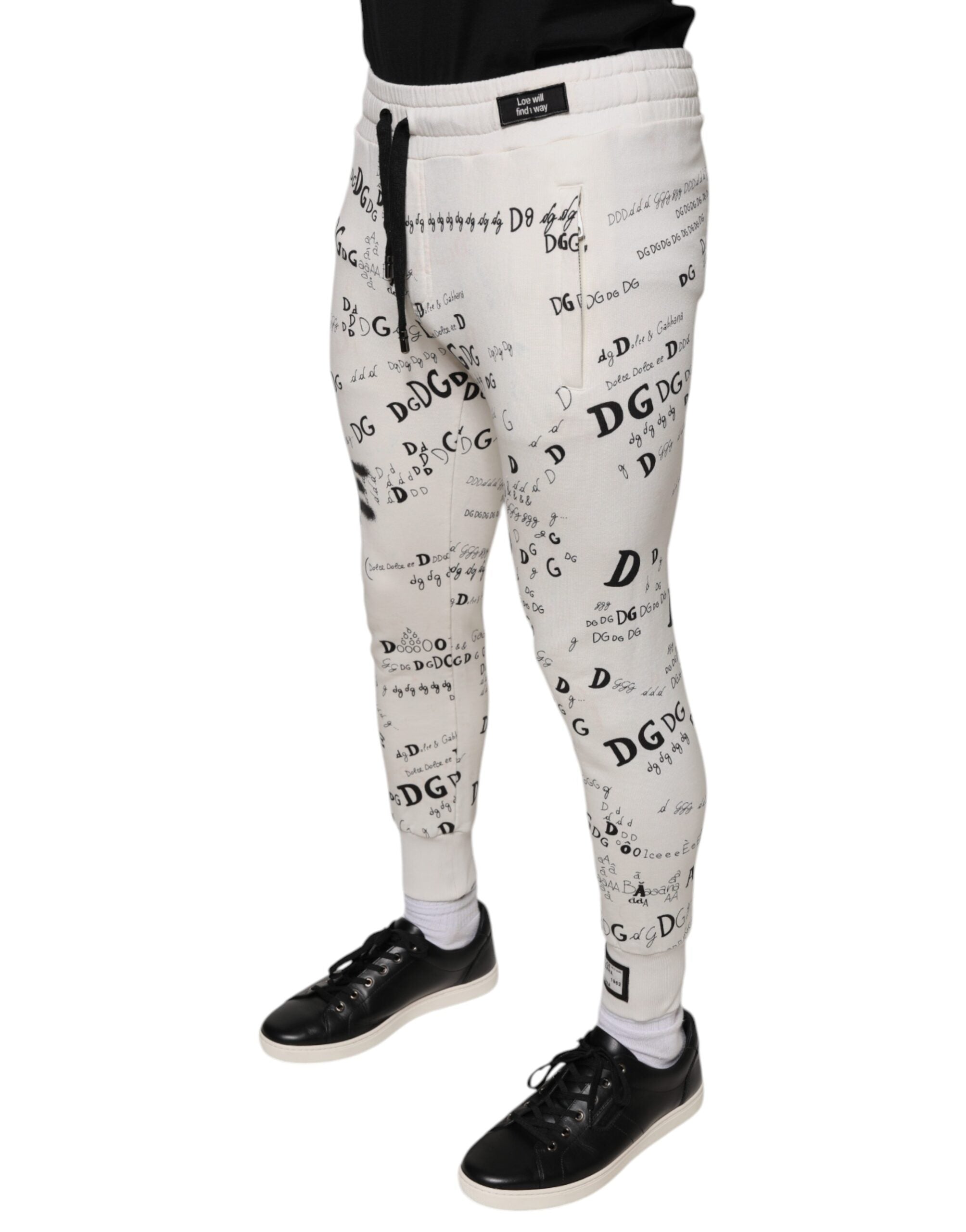 Witte bedrukte katoenen joggingbroek