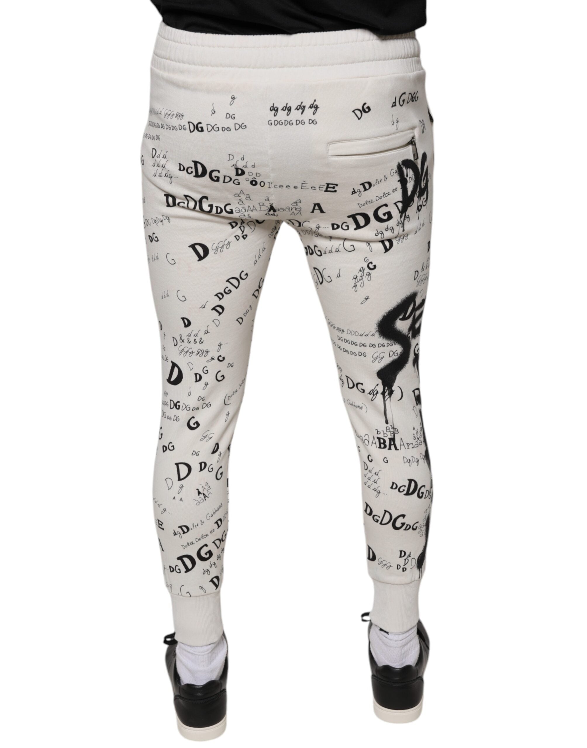 Witte bedrukte katoenen joggingbroek