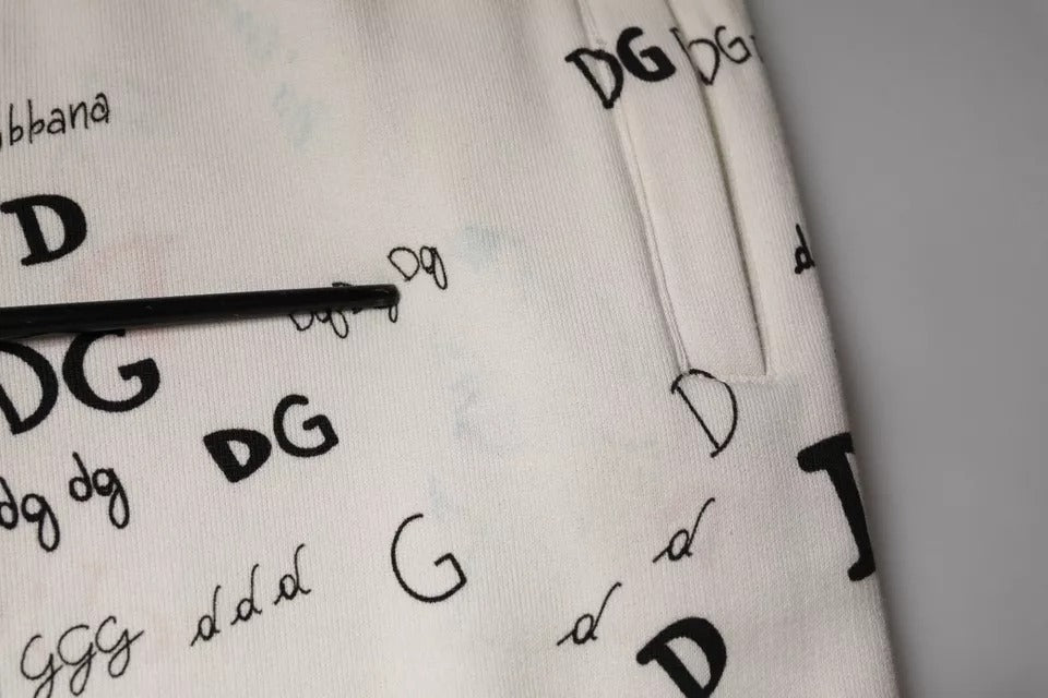 Witte bedrukte katoenen joggingbroek