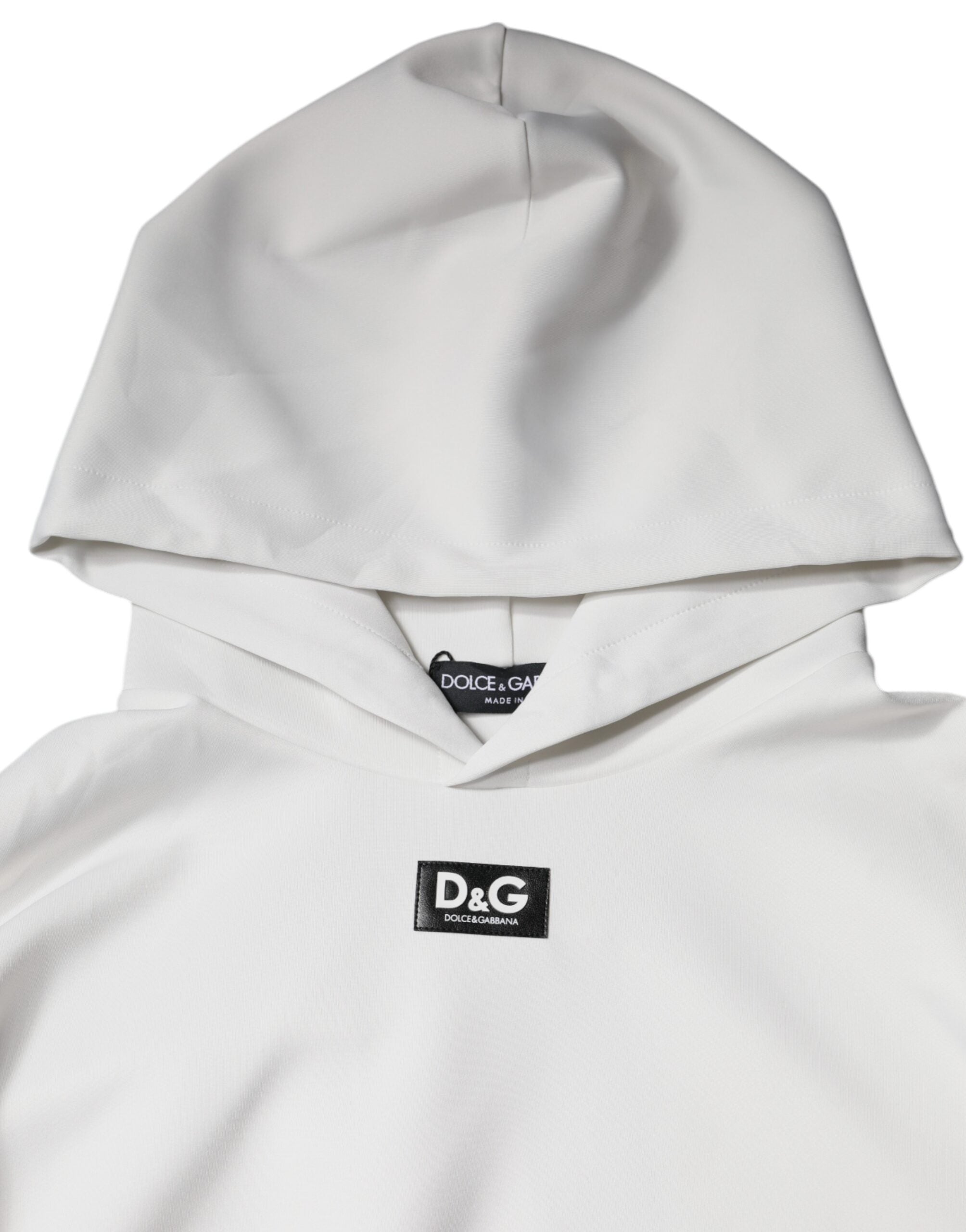 Witte D&G Logo Hooded Heren Sweatshirt Trui