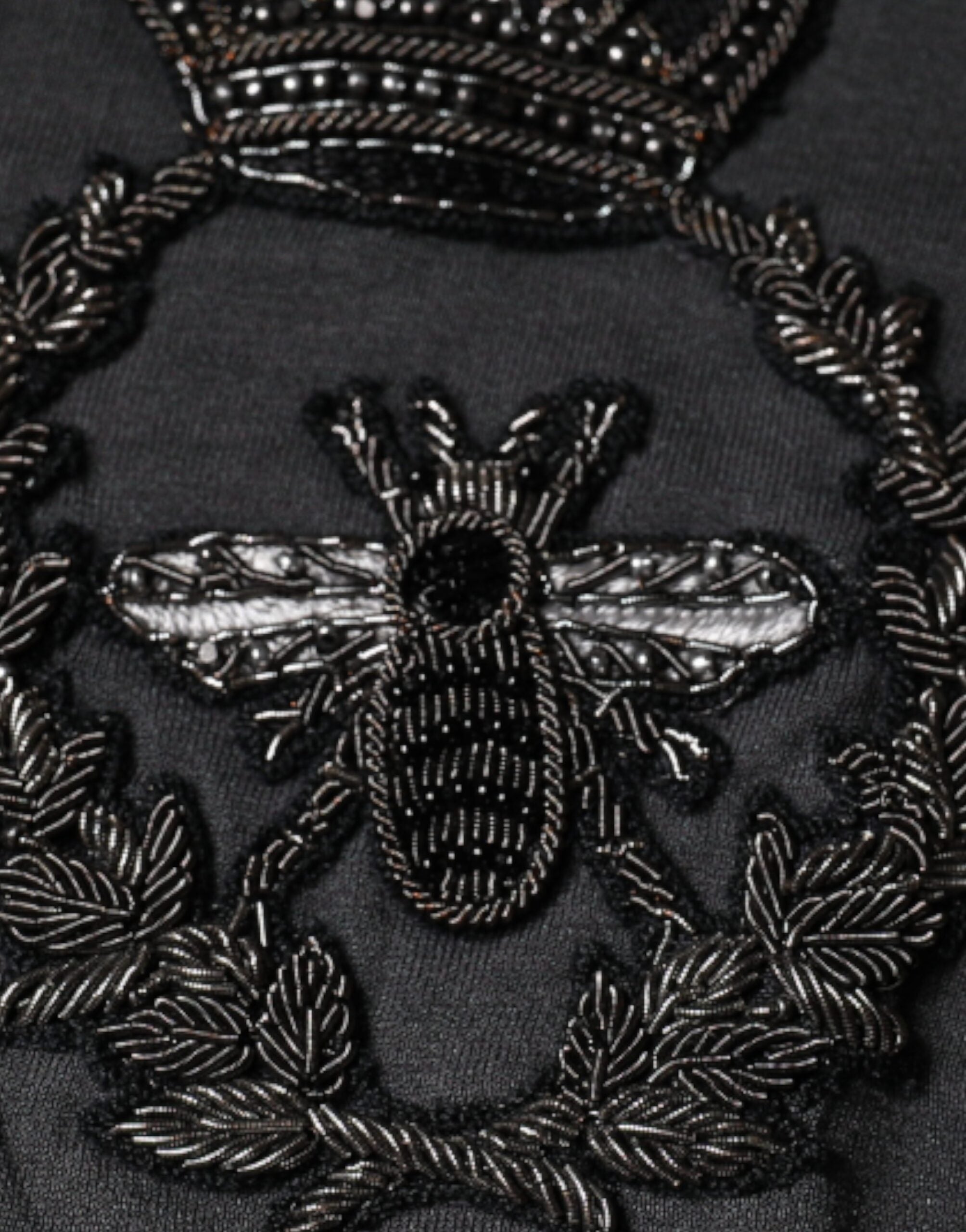 Grijze Crown Bee Borduurwerk Pullover Trui