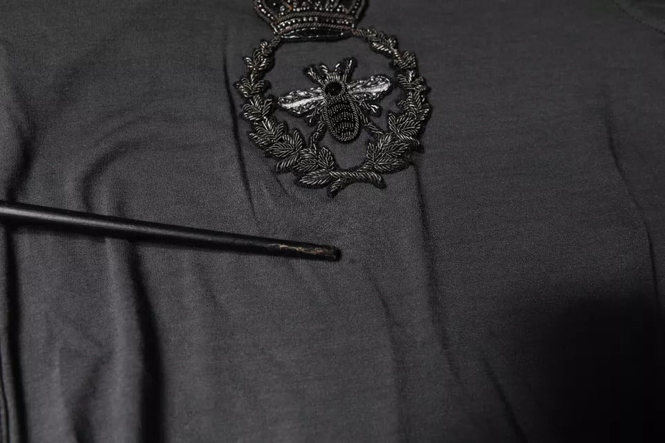 Grijze Crown Bee Borduurwerk Pullover Trui