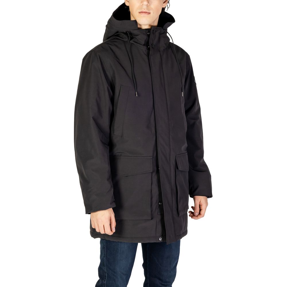 Zwarte polyamide parka