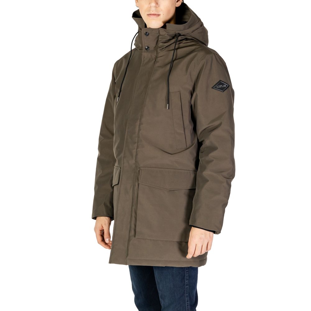 Groene polyamide parka
