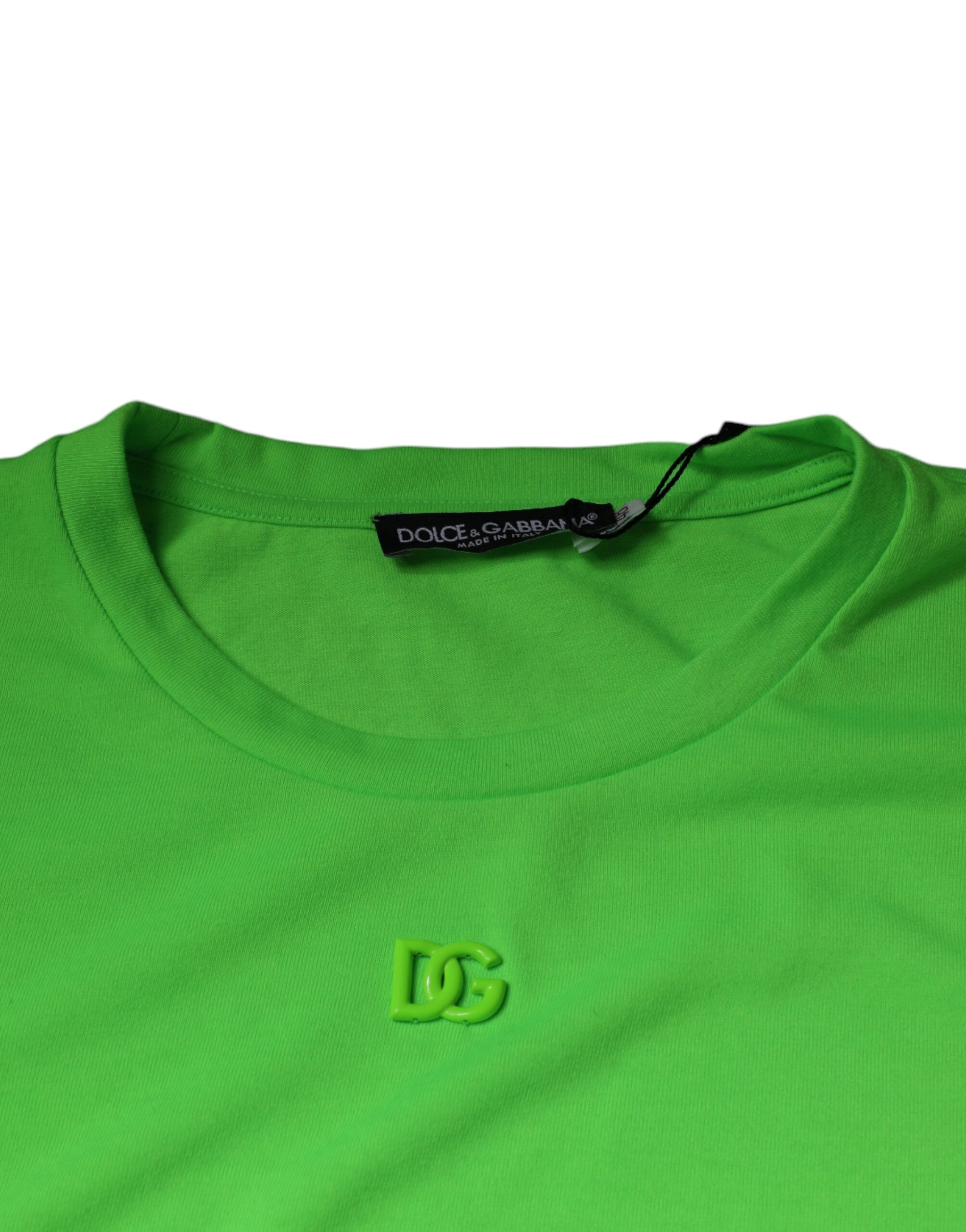 Groen logo ronde hals korte mouwen T-shirt