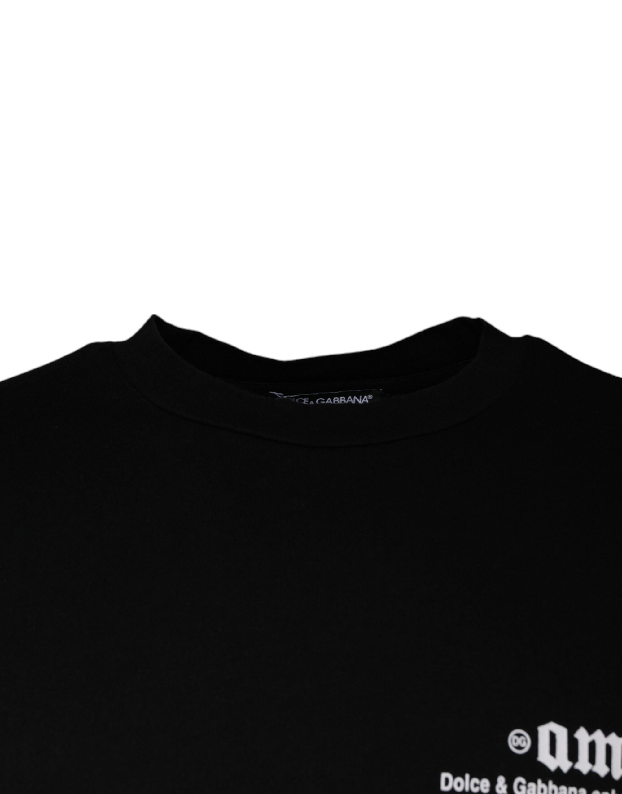 Zwart Amore Print Katoenen T-shirt met Ronde Hals