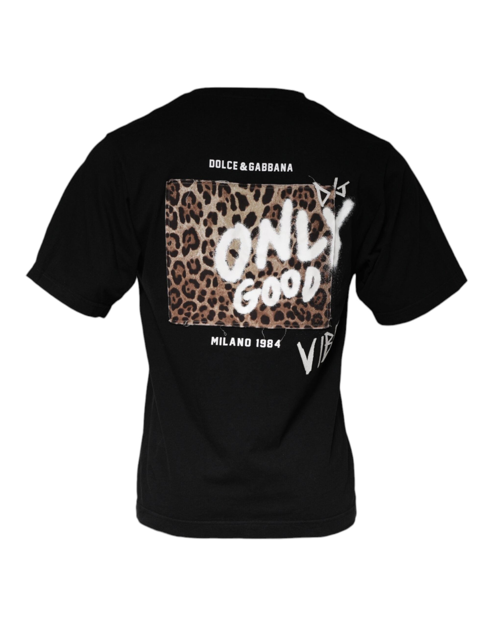Zwart Amore Print Katoenen T-shirt met Ronde Hals