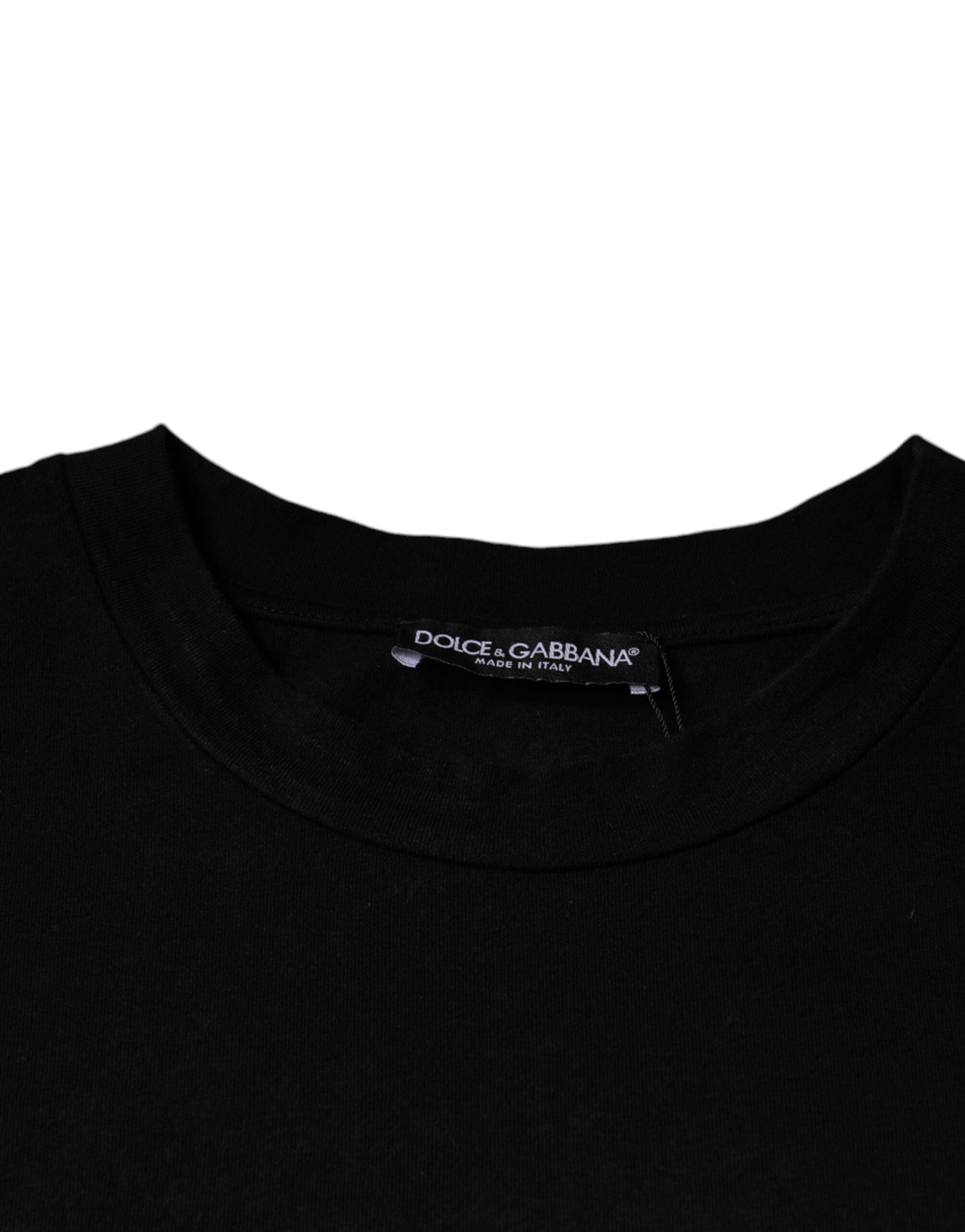 Zwart Amore Print Katoenen T-shirt met Ronde Hals