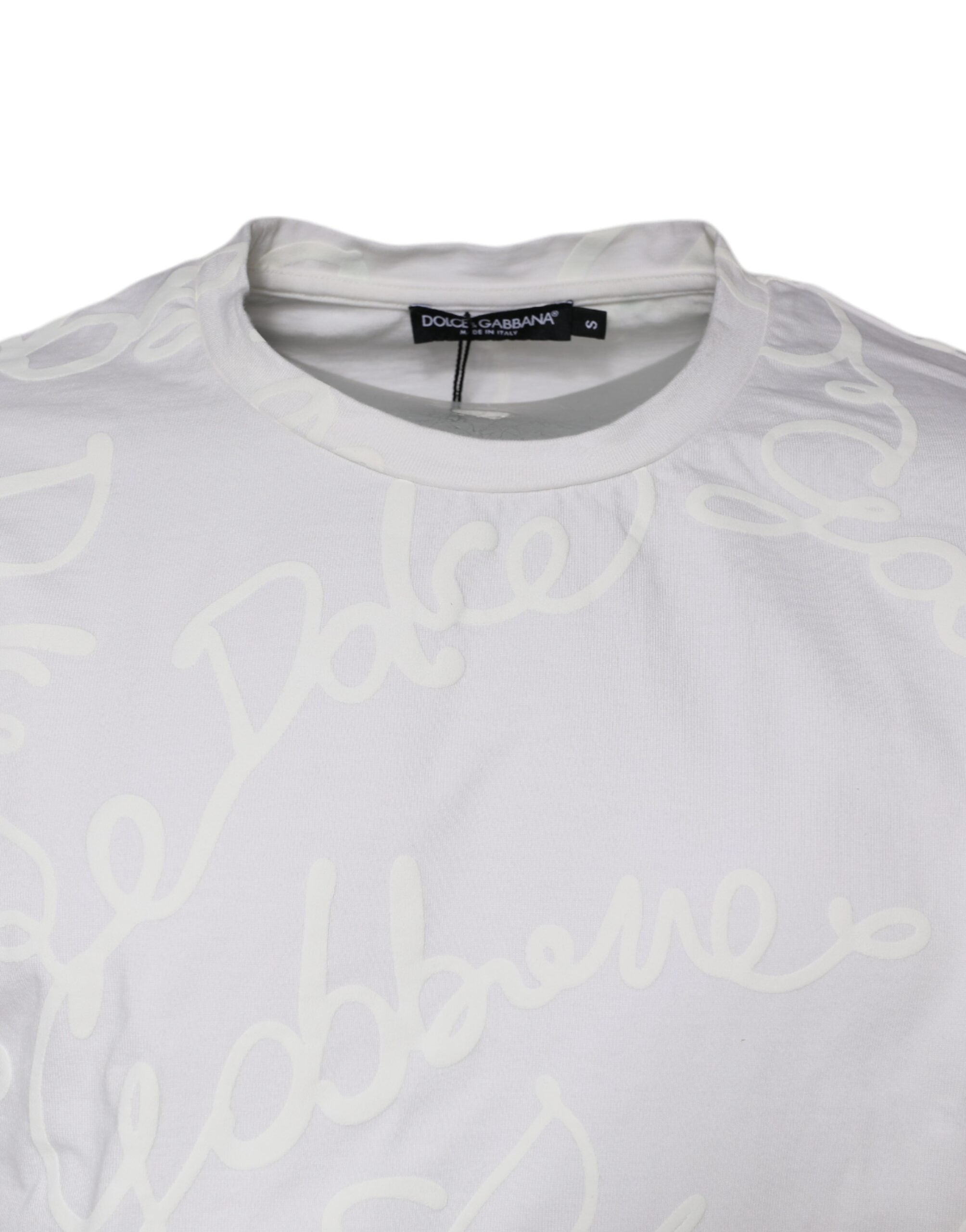 Wit T-shirt met ronde hals en logoprint van katoen