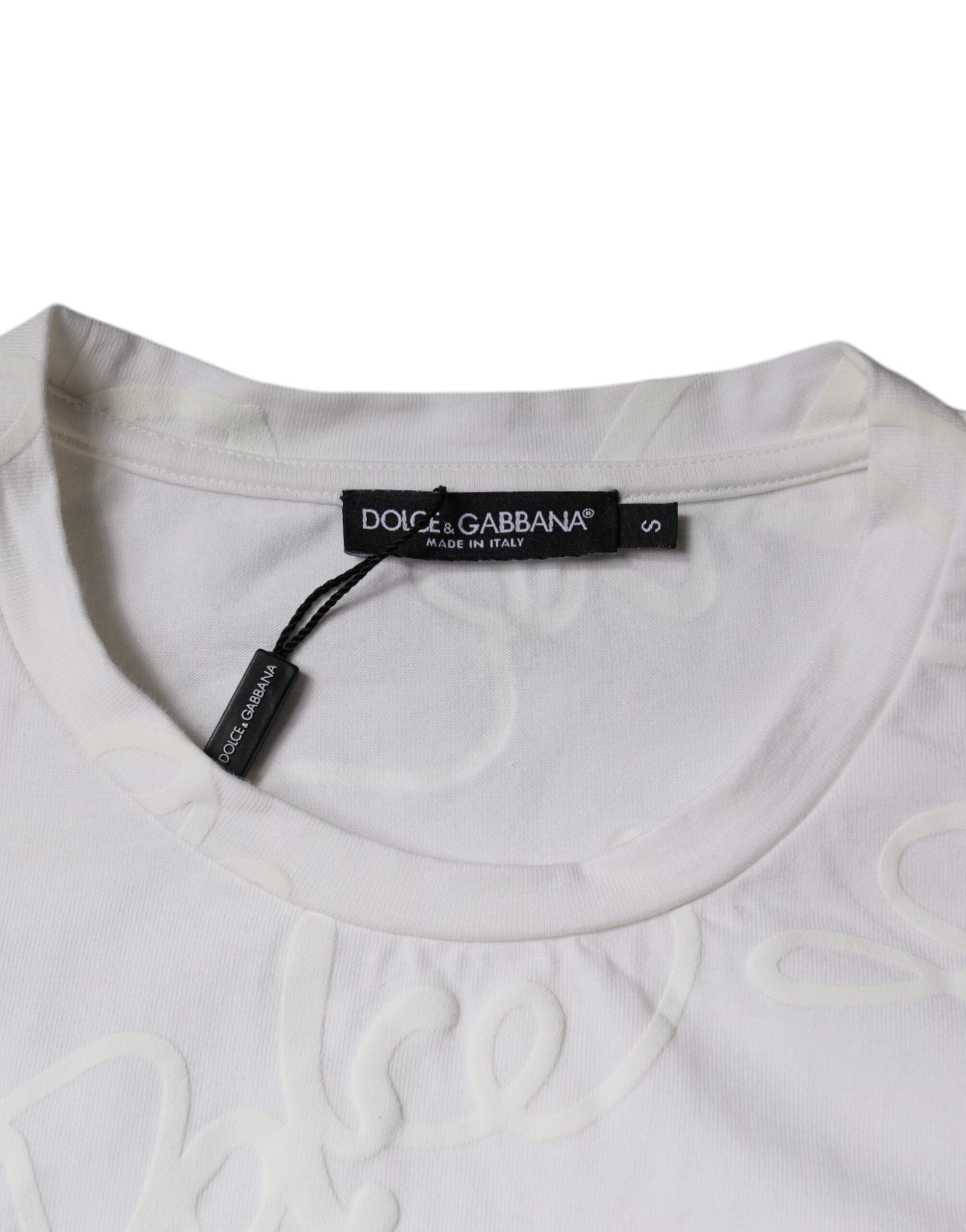 Wit T-shirt met ronde hals en logoprint van katoen