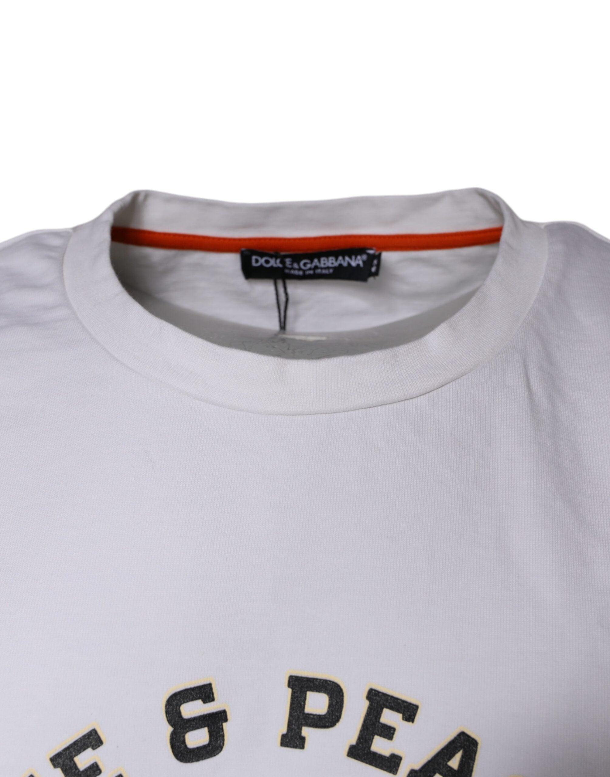 Wit Love & Peace katoenen T-shirt met ronde hals