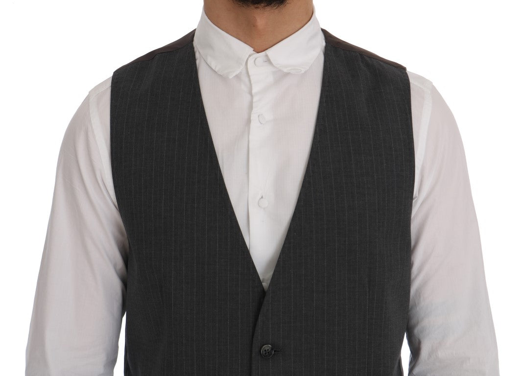 Grijs STAFF katoenen gestreept vest