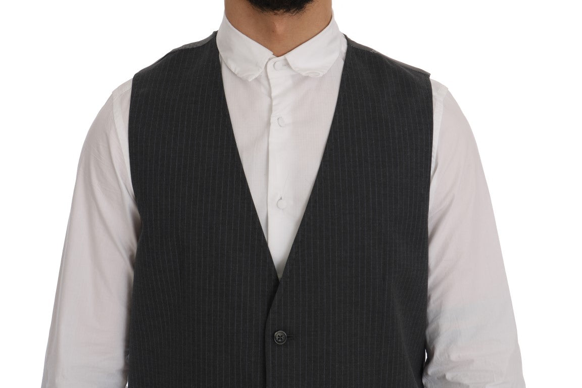 Grijs STAFF katoenen gestreept vest