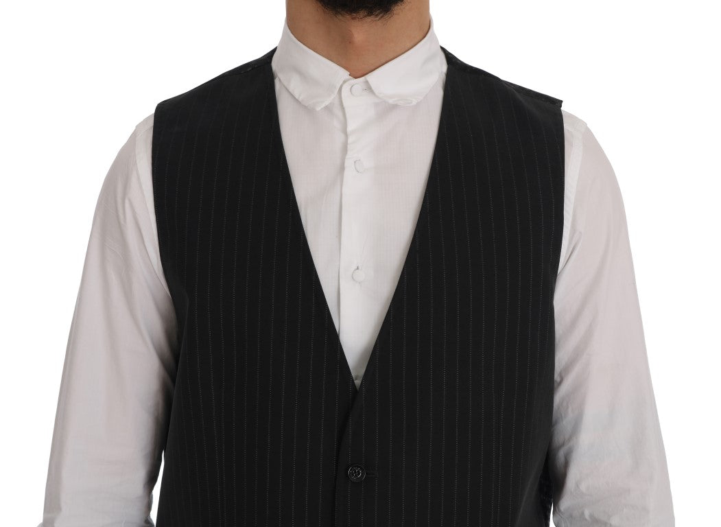 Grijs STAFF katoenen gestreept vest