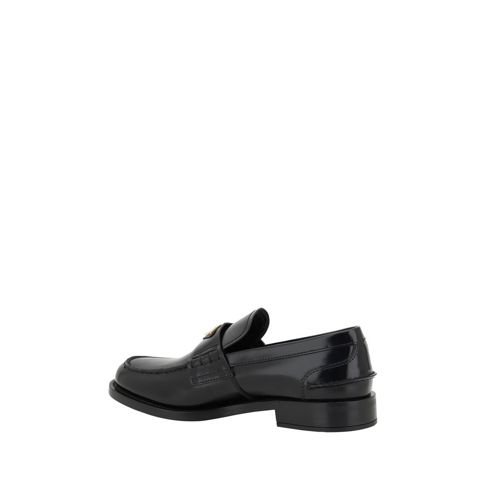 Zwarte leren logo loafers