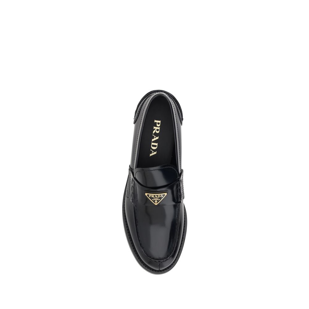 Zwarte leren logo loafers
