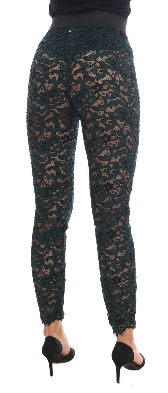 Groene bloemenkanten leggingbroek
