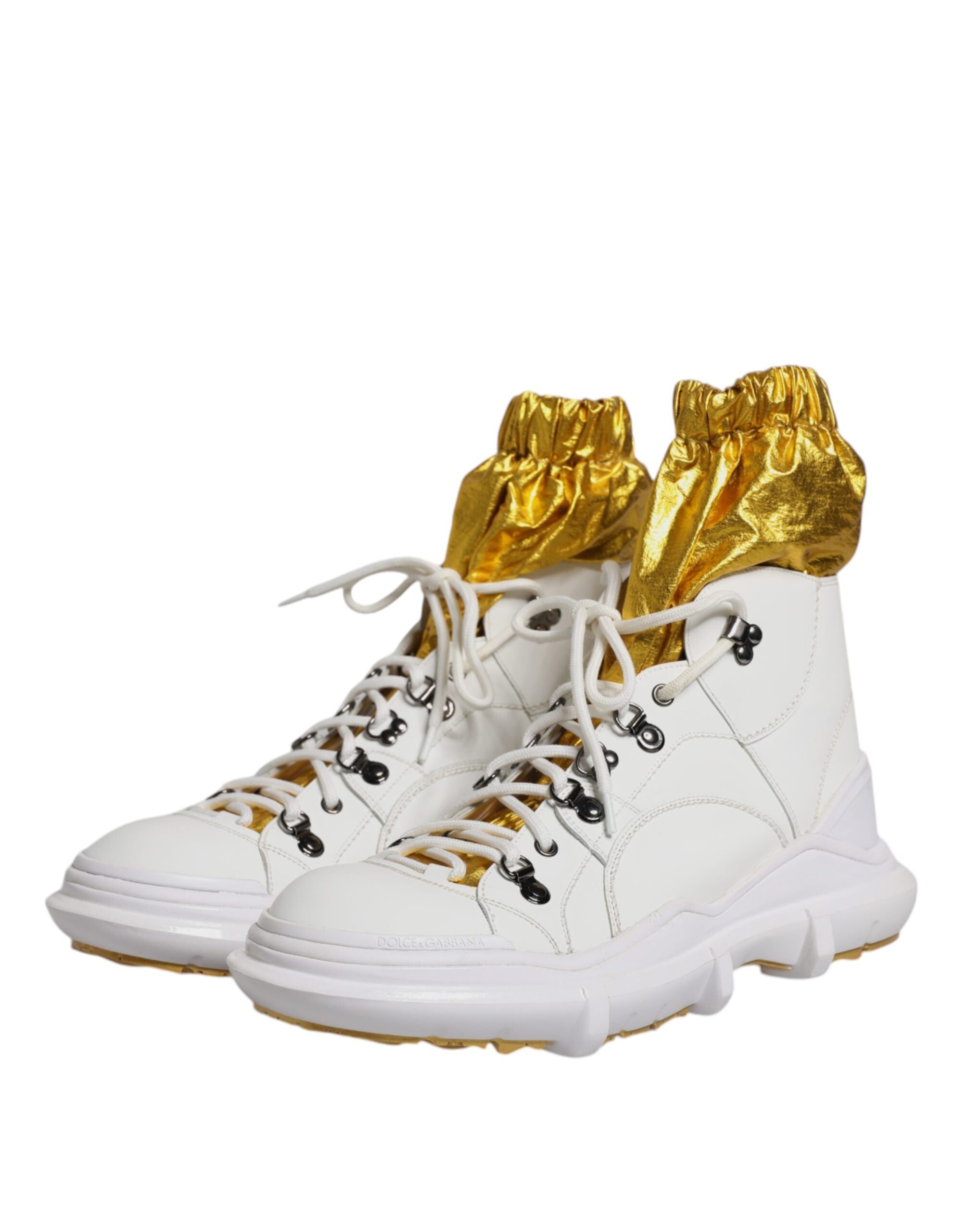 Witte nylon Galileo hoge sneakers