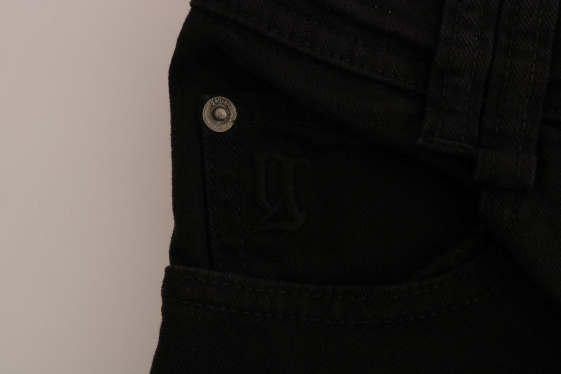 Zwarte katoenen denim stretch jeans met normale pasvorm