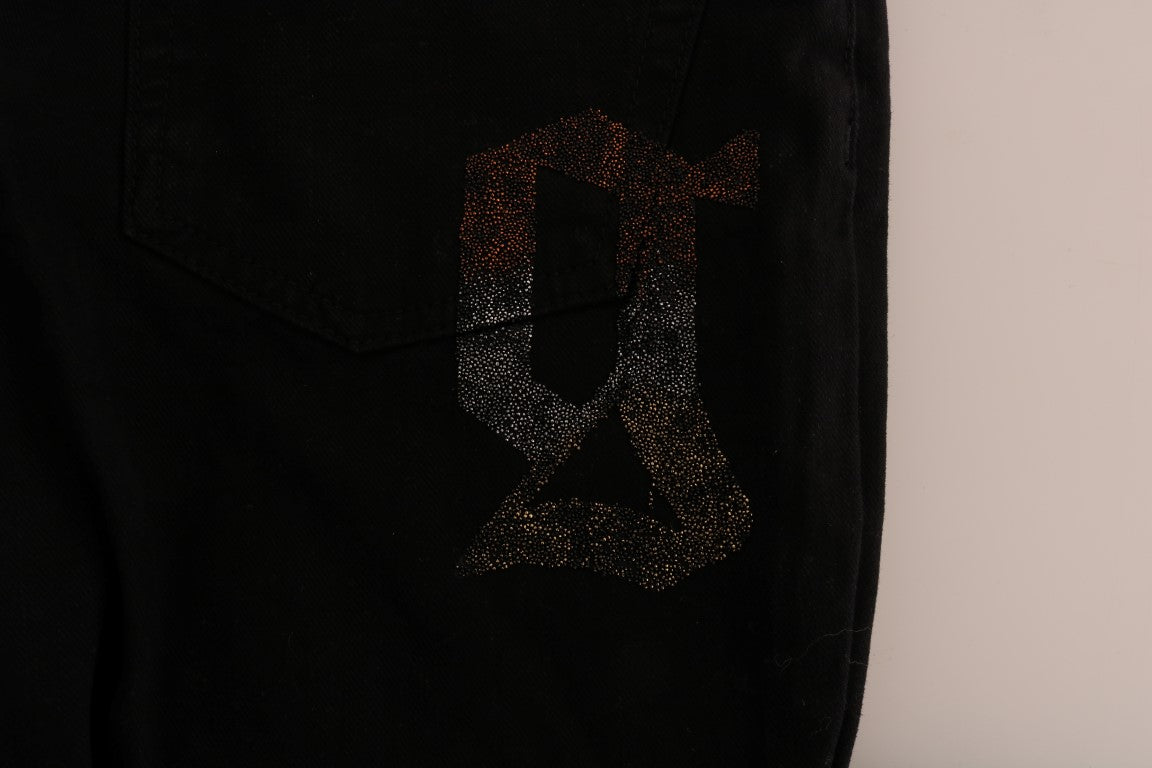 Zwarte katoenen denim stretch jeans met normale pasvorm