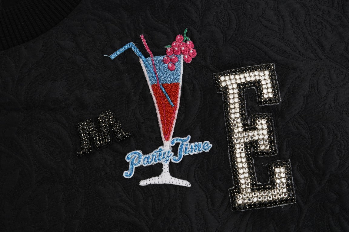 Zwarte brokaat cocktail kristal trui
