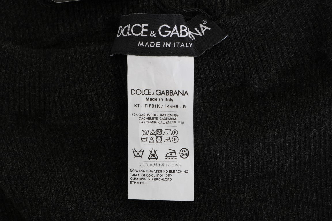 Grijze kasjmier geribbelde stretchpanty's