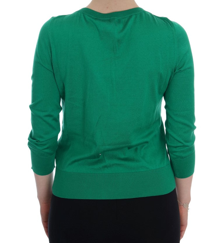 Groene zijden kristalbananentrui