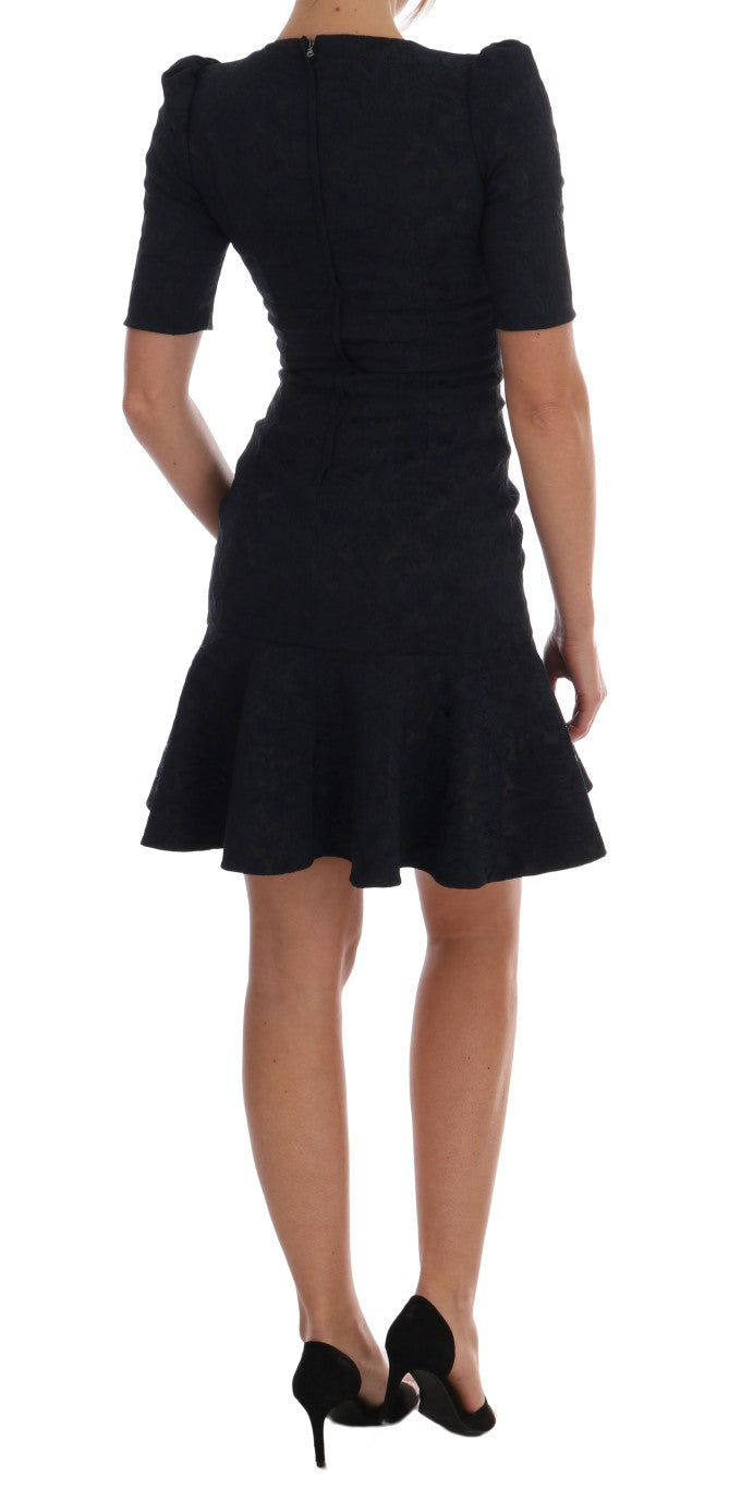 Zwartblauwe flare mini-jurk