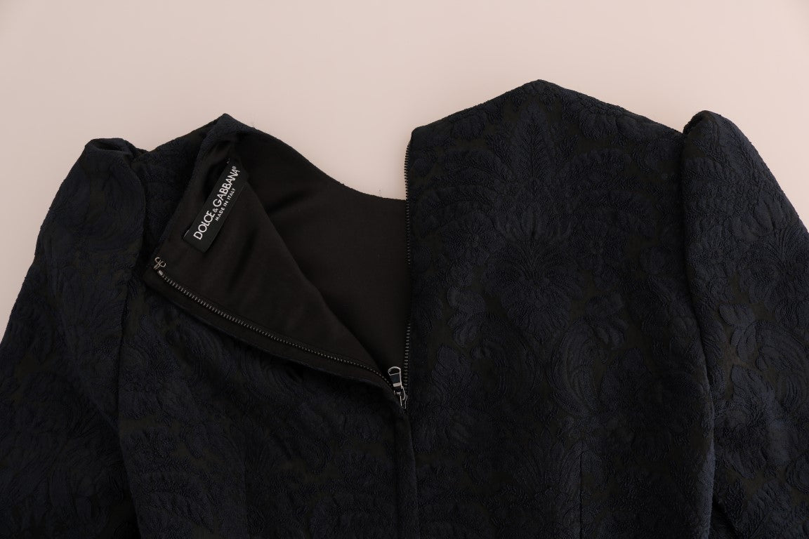 Zwartblauwe flare mini-jurk
