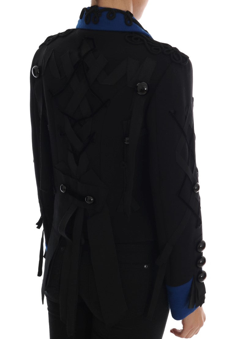 Zwarte wollen trenchcoat