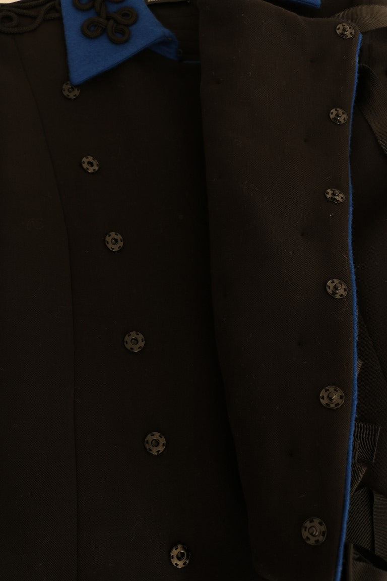 Zwarte wollen trenchcoat