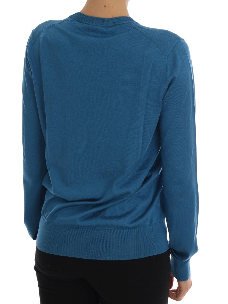 Blauwe zijden Love is Pullover trui