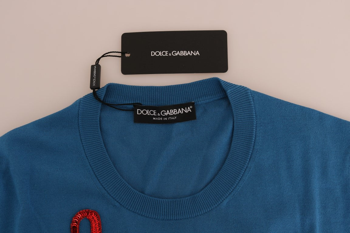 Blauwe zijden Love is Pullover trui