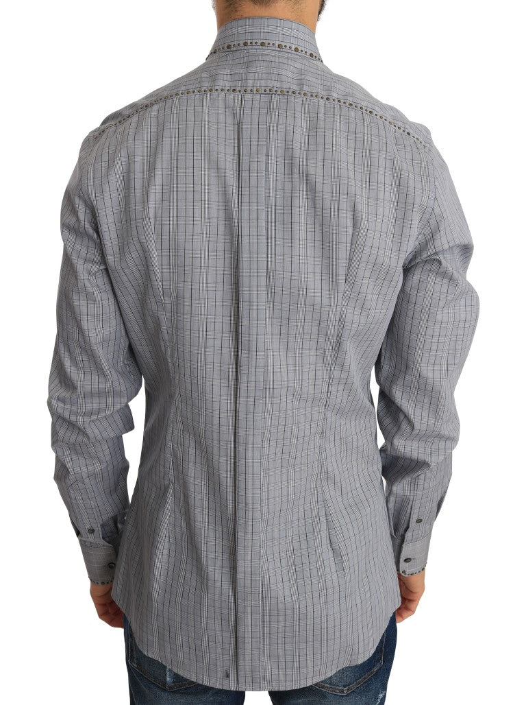Grijs geruit GOUD katoenen slim fit overhemd
