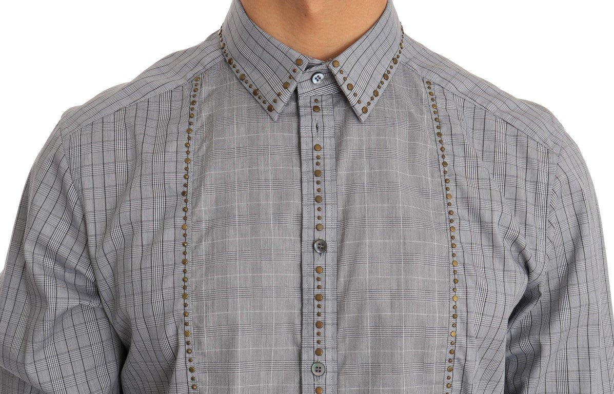 Grijs geruit GOUD katoenen slim fit overhemd
