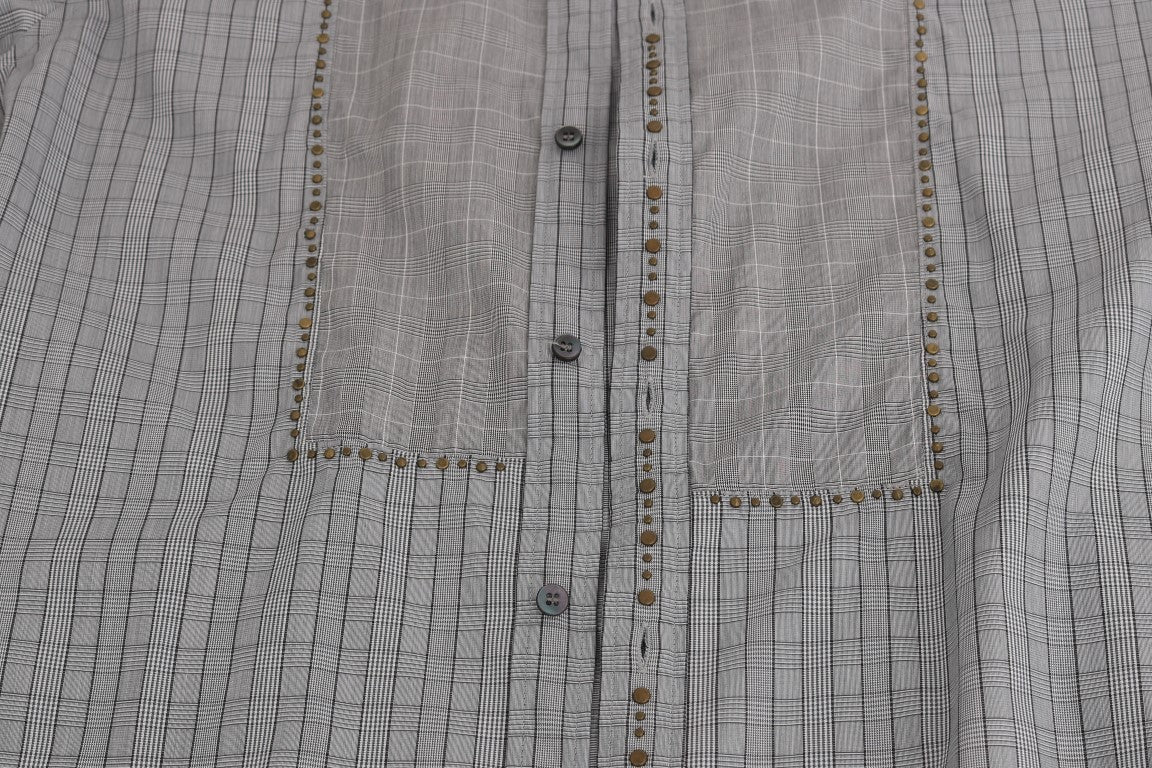 Grijs geruit GOUD katoenen slim fit overhemd
