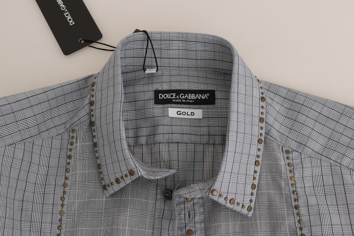 Grijs geruit GOUD katoenen slim fit overhemd