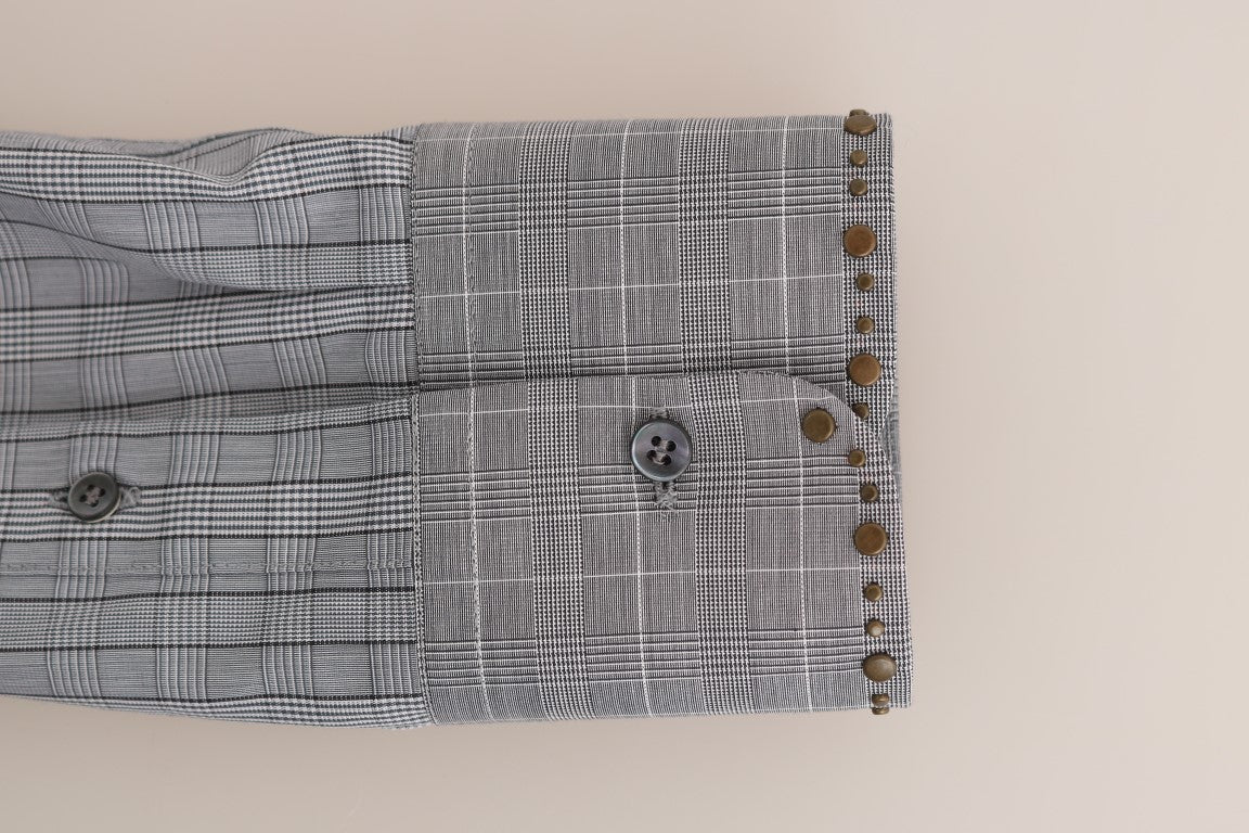 Grijs geruit GOUD katoenen slim fit overhemd