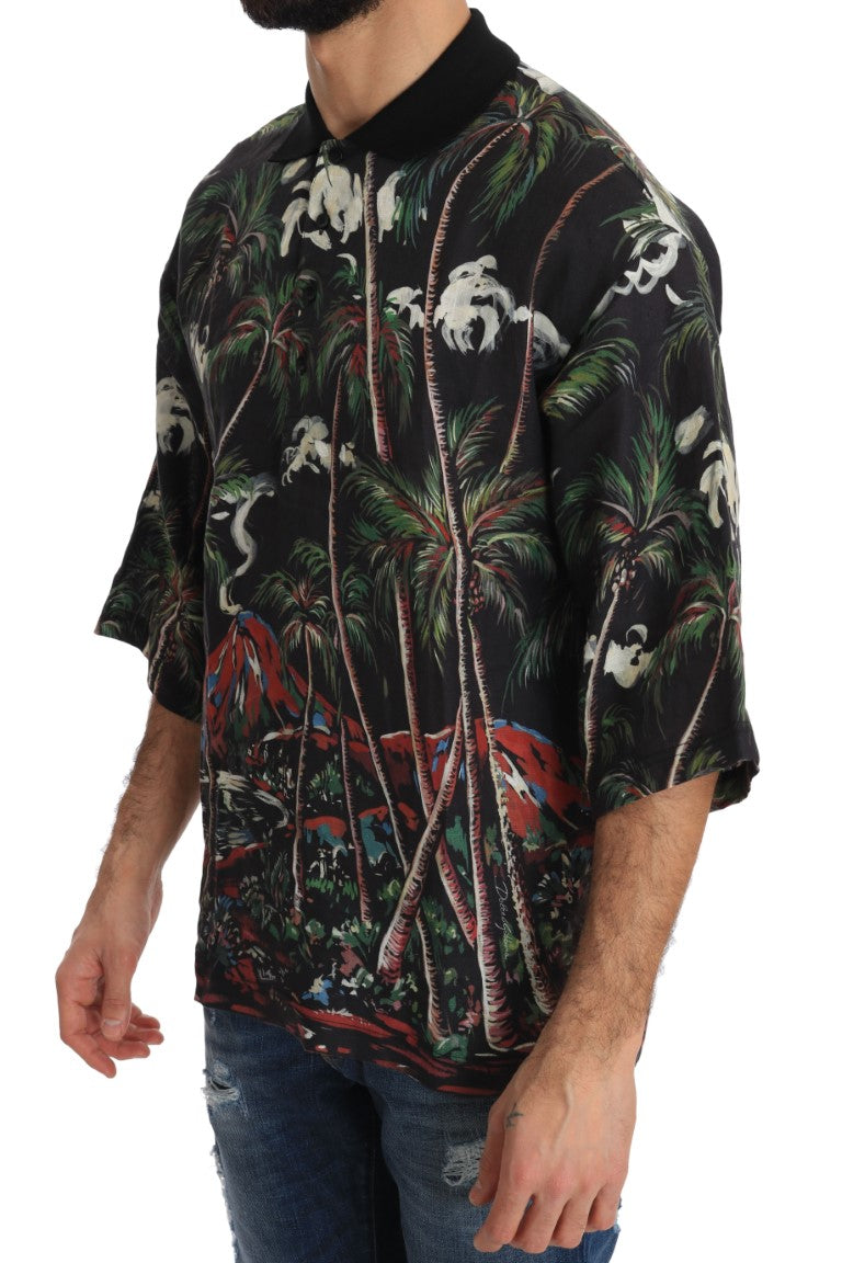 Zwart Vulkaan Sicilië T-shirt met korte mouwen